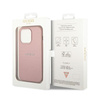 Guess Saffiano Metal Logo Stripes - Etui iPhone 14 Pro Max (różowy)