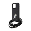 Karl Lagerfeld Crossbody Saffiano Metal Pin Karl & Choupette - pouzdro pro iPhone 13 Pro (černé)