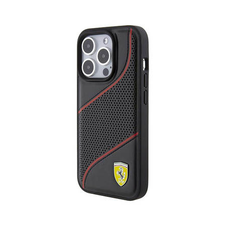 Ferrari Perforated Waves Metal Logo - Coque iPhone 15 Pro (noir)