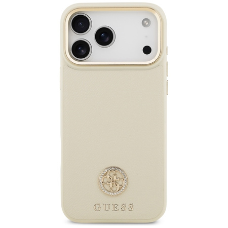 Guess Grained Strass Logo MagSafe - Hülle iPhone 17 Pro Max (beige)