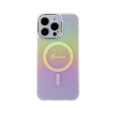 Guess IML Iridescent MagSafe - pouzdro pro iPhone 15 Pro Max (růžové)
