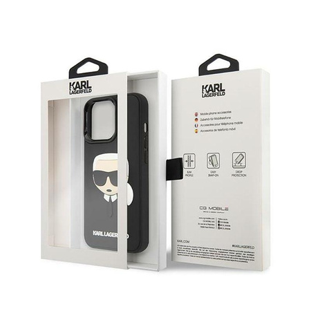 Karl Lagerfeld 3D Rubber Karl`s Head - Coque iPhone 14 Pro Max (noir)