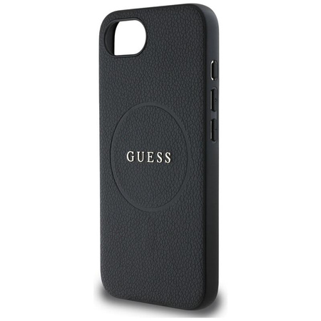 Guess Grained Ring MagSafe - Pouzdro na iPhone 16e (černé)