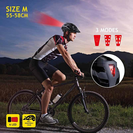 Dunlop - Casque VTT 6xLED r. M (Noir-gris)