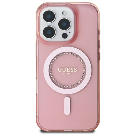Guess IML Rhinestones MagSafe - Hülle iPhone 16 Pro Max (Rosa)