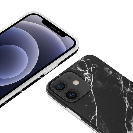 Crong márvány tok - iPhone 12 Mini tok (fekete)