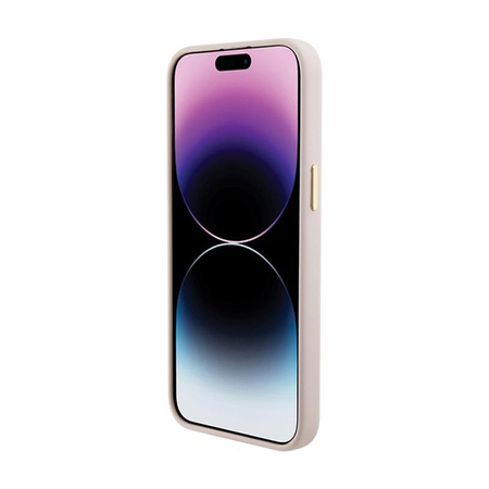 Guess szilikon logós Strass 4G - iPhone 15 Pro tok (rózsaszín)