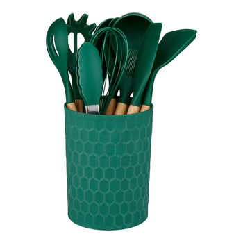 Alpina - Set di utensili da cucina in silicone con supporto, 12 pezzi