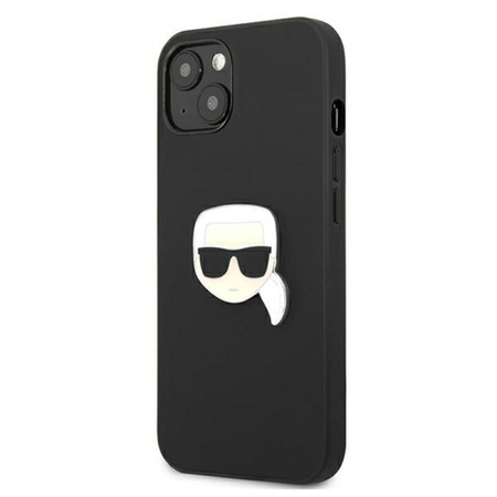 Karl Lagerfeld PU bőr Karl's Head Metal - iPhone 13 tok (fekete)