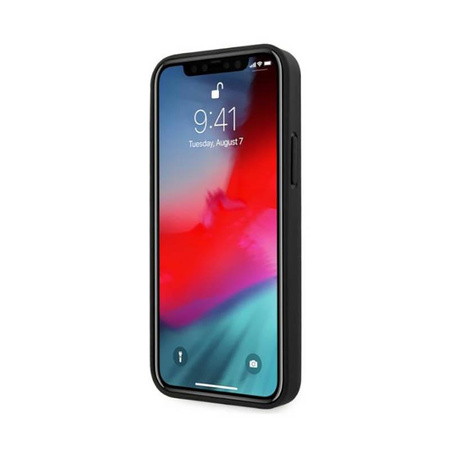 BMW bőr perforált oldalak - tok iPhone 12 / iPhone 12 Pro készülékhez (fekete)