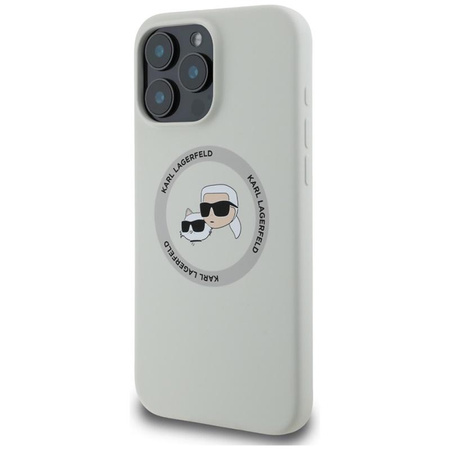 Karl Lagerfeld szilikon dupla fej és kör MagSafe - tok iPhone 16 Pro Max készülékhez (bézs)