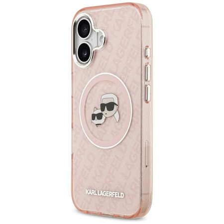 Karl Lagerfeld IML Glitter Karl & Choupette Heads Logo MagSafe - Case for iPhone 17 (pink)