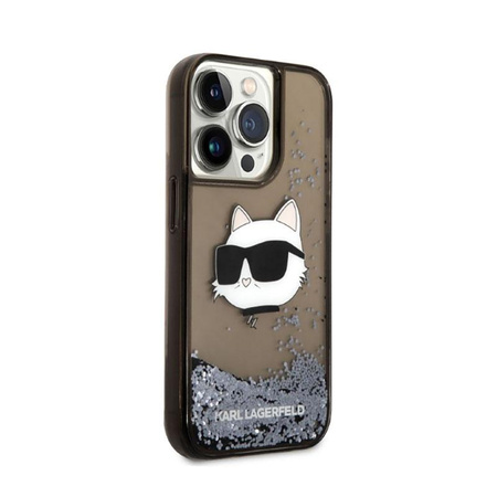 Karl Lagerfeld Liquid Glitter NFT Choupette Head - Hülle für iPhone 14 Pro Max (Schwarz)