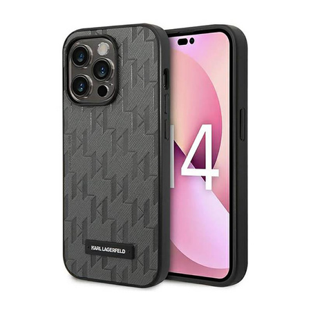 Karl Lagerfeld Saffiano Mono Metal Logo - pouzdro pro iPhone 14 Pro (šedé)