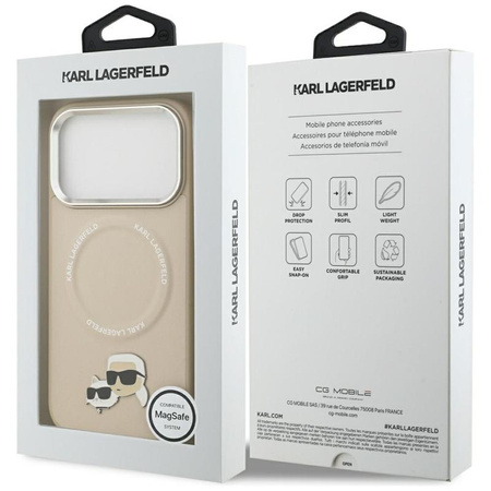 ETUI DO IPHONE 17 PRO do MAGSAFE KARL LAGERFELD ORYGINALNE BEŻOWE SKÓRZANE