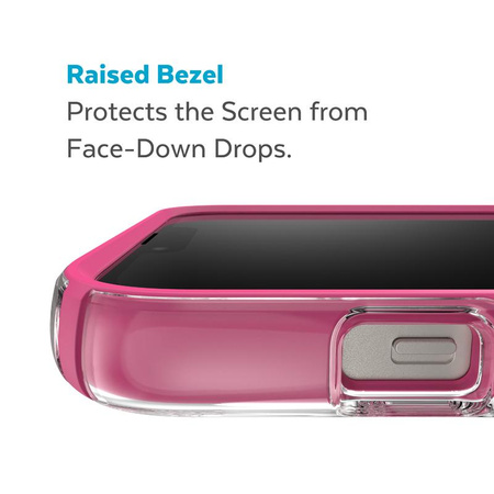 Speck Presidio Perfect-Clear with Impact Geometry + MagSafe - Etui iPhone 14 / iPhone 13 z powłoką MICROBAN (Clear / Digital Pink)