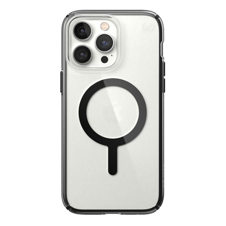 Speck Presidio Perfect-Clear mit Impact Geometry + MagSafe - iPhone 14 Pro Max Hülle mit MICROBAN Beschichtung (Klar / Schwarz)