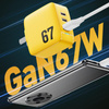 WEKOME WP-U141 Tint Series - Ladegerät 2x USB-C & USB-A Superschnellladegerät GaN 67W (Gelb)
