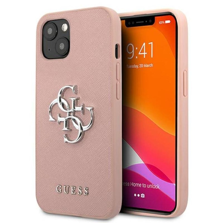 Guess Saffiano 4G Big Silver Logo - iPhone 13 mini tok (rózsaszín)