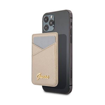 Guess Wallet Card Slot MagSafe Saffiano - Magnetická peněženka (zlatý)