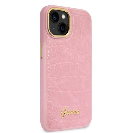 Guess Croco Collection - Case for iPhone 14 (Pink)