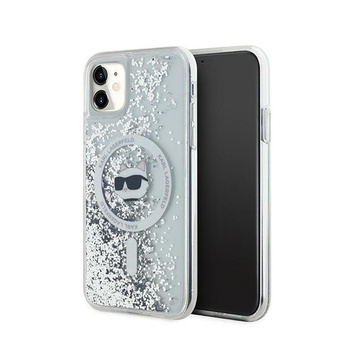 Karl Lagerfeld Liquid Glitter Choupette Head MagSafe - iPhone 11 Hülle (Transparent)