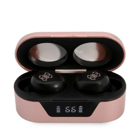 Guess True Wireless Earphones BT5.0 5H - Słuchawki TWS + etui ładujące (różowy)