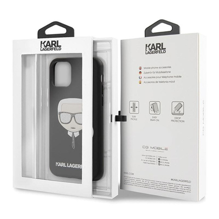 Karl Lagerfeld Iconic Embossed Glitter Case - pouzdro pro iPhone 11 Pro Max (černé)