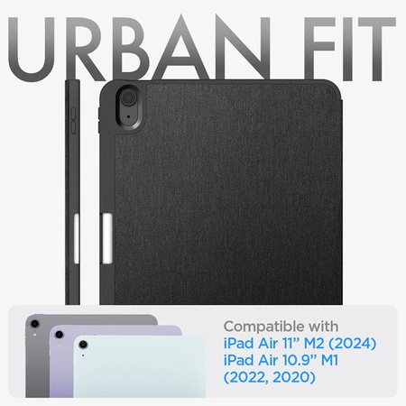 Spigen Urban Fit - Etui pour iPad Air 11" M3 (2025) / M2 (2024) / iPad Air 10.9" (5th-4th gen).) (2022-2020) (Noir)