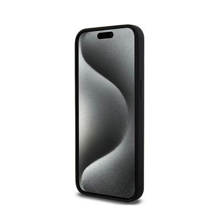 DKNY Liquid Silicone fehér nyomtatott logóval ellátott MagSafe - iPhone 14 Pro Max tok (fekete)