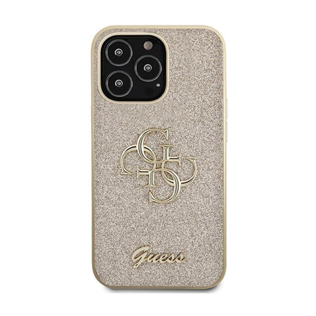 Guess Glitter Script Big 4G - Hülle für iPhone 13 Pro Max (Gold)