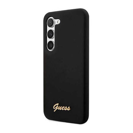 Guess Silicone Script Metal Logo - pouzdro pro Samsung Galaxy S23 (Black)
