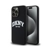 DKNY Liquid Silicone fehér nyomtatott logóval ellátott MagSafe - iPhone 14 Pro Max tok (fekete)