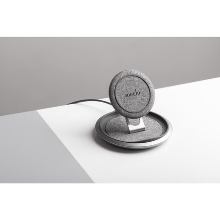 Moshi Lounge Q Wireless Charging Stand - Qi wireless inductive charger for iPhone and Android 15W (Nordic Gray)