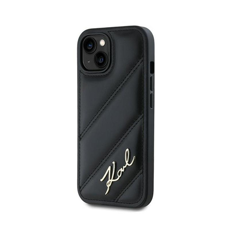 Karl Lagerfeld Diagonal gesteppte Schrift - iPhone 15 Plus / 14 Plus Tasche (schwarz)
