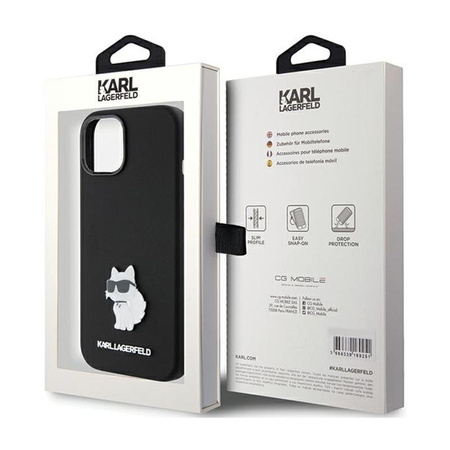 Karl Lagerfeld Silicone Choupette Metal Pin - iPhone 15 Case (black)