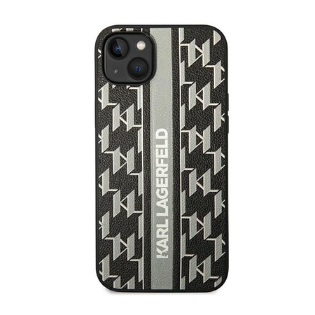 Karl Lagerfeld Monogram Stripe - Coque pour iPhone 14 Plus (gris)