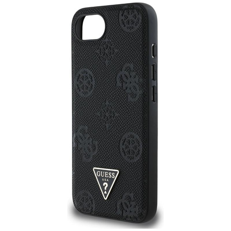 Guess Grained Hot Stamp Peony Triangle Logo MagSafe - Hülle für iPhone 16e (schwarz)