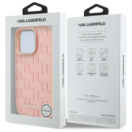 Karl Lagerfeld Hot Stamp MagSafe - Pouzdro pro iPhone 16 Pro Max (růžové)