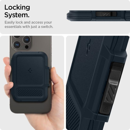 Spigen Lock Fit MagSafe - Portefeuille magnétique (ardoise métallique)