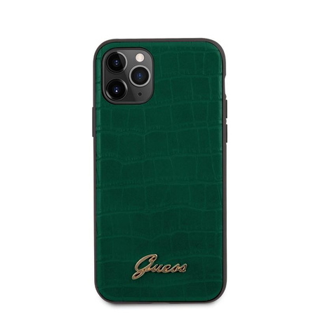 Guess Croco Case - Coque pour iPhone 11 Pro Max (Vert foncé)