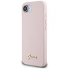 Guess Silicone Script Metal Logo MagSafe - Hülle für iPhone 16e (rosa)