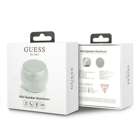 Guess Mini Bluetooth-Lautsprecher 3W 4H - Bluetooth 5.0 Lautsprecher (Silber)
