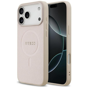Guess Saffiano Classic Logo MagSafe - Pouzdro iPhone 17 Pro Max (růžový)