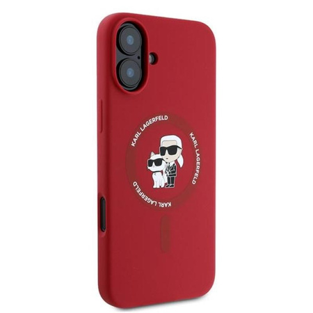 Karl Lagerfeld Silikon Karl & Choupette Ring MagSafe – Hülle für iPhone 16 Plus (rot)