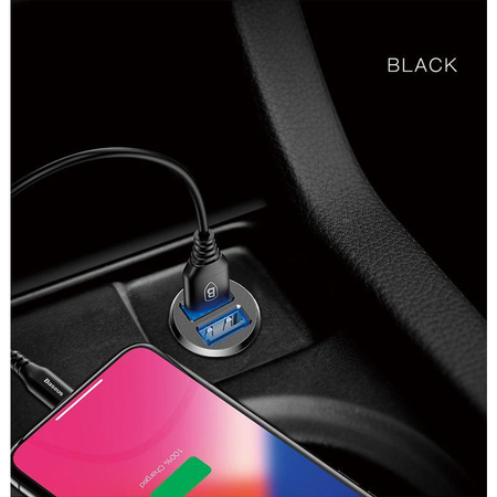 Baseus Grain - Autoladegerät 2 x USB, 5 V / 3,1 A (schwarz)
