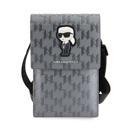 Karl Lagerfeld Saffiano Monogram Iconic - Sacoche pour téléphone portable (argent)