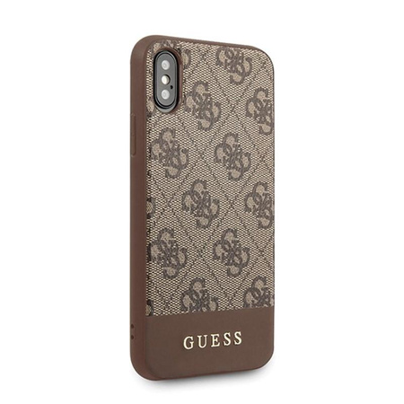 Collection 4G Bottom Stripe de Guess - Coque pour iPhone Xs / X (marron)