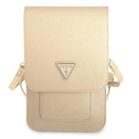 Guess Wallet Saffiano Triangle Logo Phone Bag - Smartphone- und Zubehörtasche (Beige)
