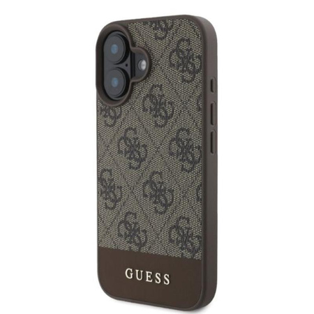 Guess 4G Bottom Stripe - Coque iPhone 16 (marron)